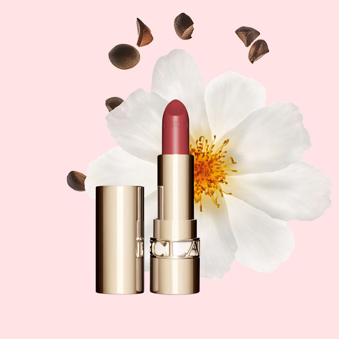 Clarins Joli Rouge satin lipstick delivers intense moisture and a radiant red lipstick with a satin finish look daily.