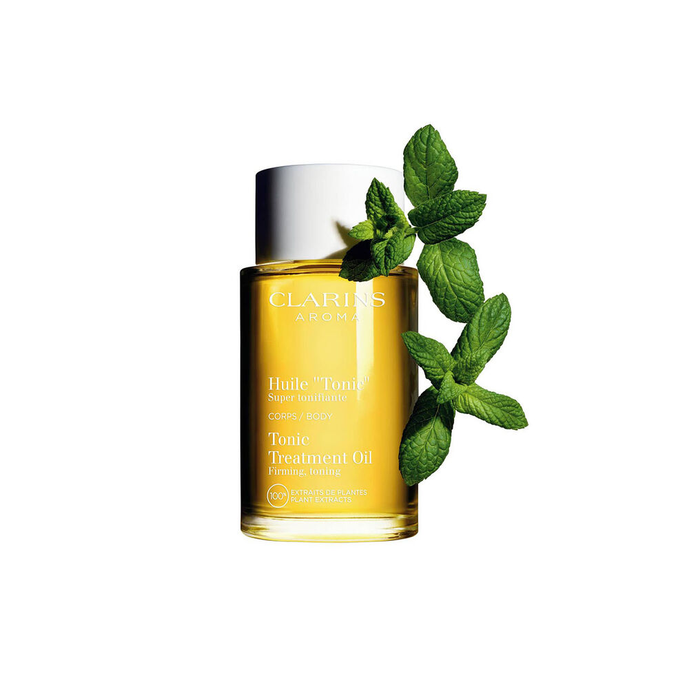 Tonic Treatment Oil packshot with ingredient