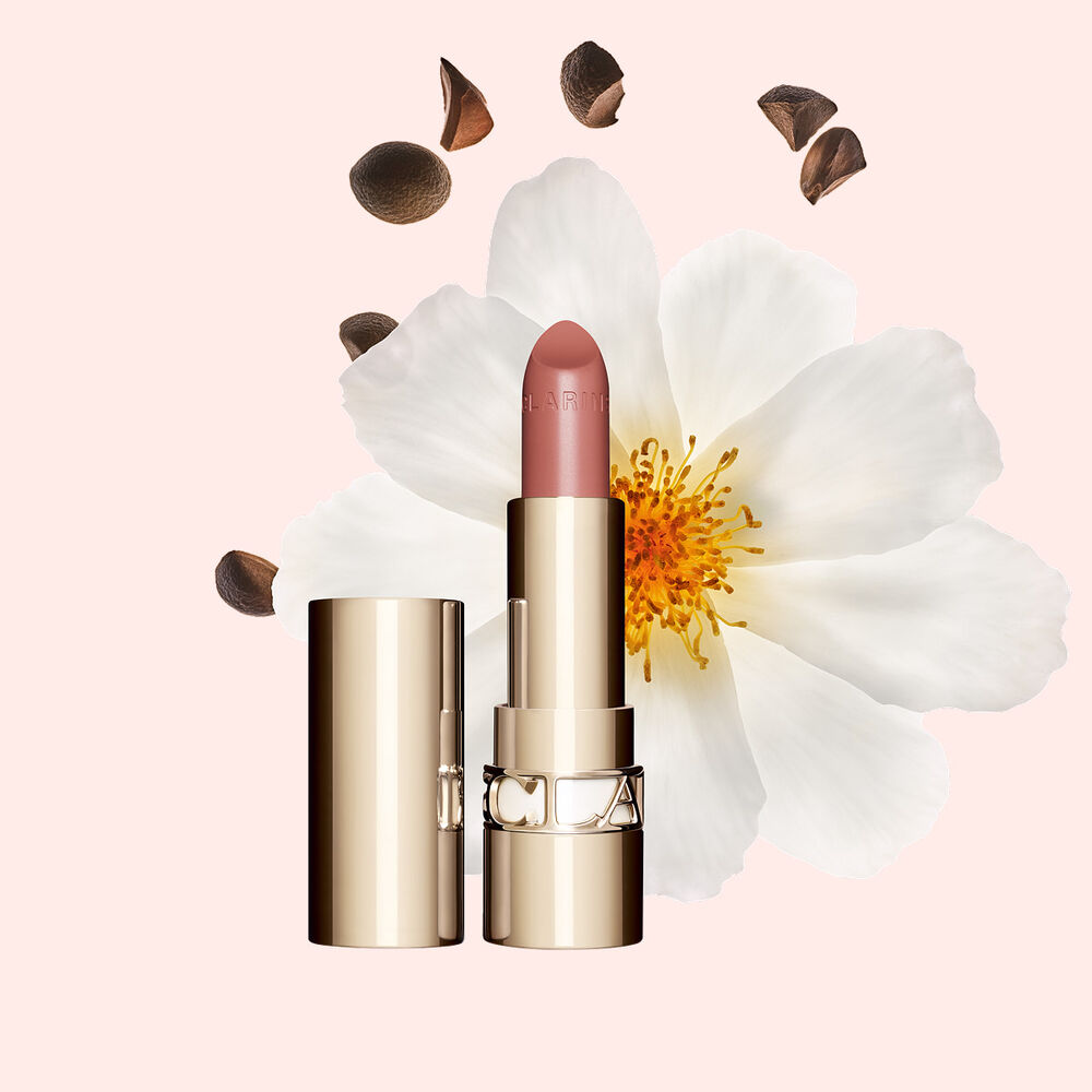 Clarins Joli Rouge satin lipstick delivers intense moisture and a radiant red lipstick with a satin finish look daily.