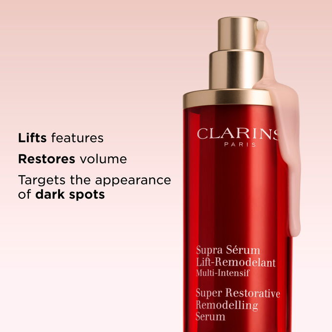 Anti dark spot serum with lift and remodelling effects to redefine contours and visibly target dark spots on the skin.