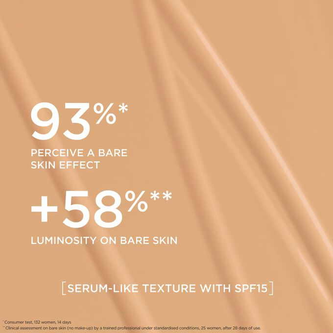 This serum-like foundation delivers a natural effect foundation finish, boosting radiance for 93% of women tested.