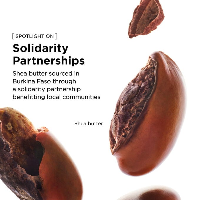Fair shea butter sourcing from Burkina Faso for a sustainable hydrating body oil with a partnership helping communities.