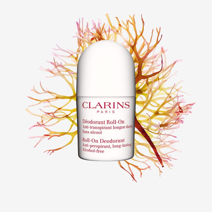 Clarins roll-on deodorant with natural pine extract designed to provide long lasting protection for women daily.