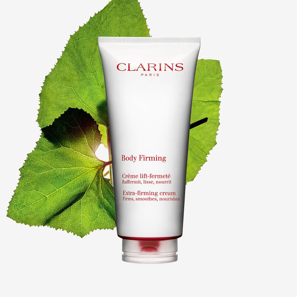 Clarins Body Firming cream with organic plant extracts to visibly smooth and firm your body for a sculpted silhouette.