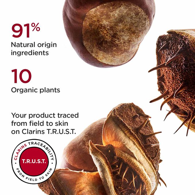 Visual highlighting that Nutri-Lumière Day Cream is 91% of natural origin and contains 10 organic plant extracts.