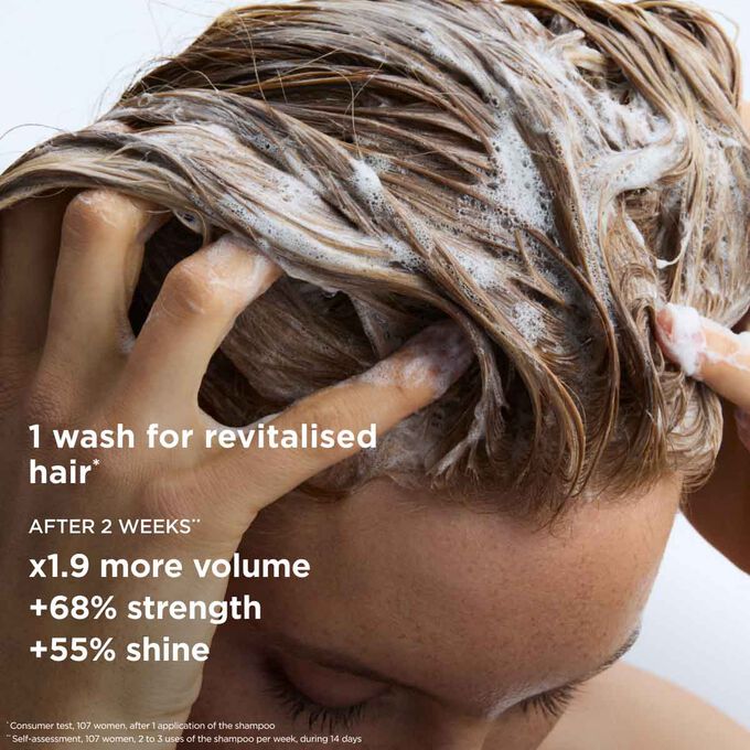 Volume shampoo for flat hair results: sixty-eight percent more strength and increased shine after two weeks of washing